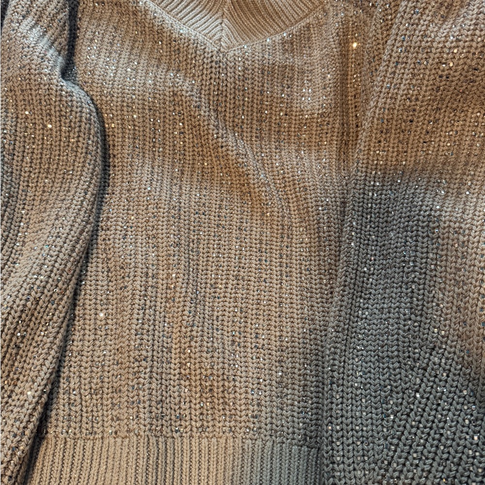 INC International Concepts Gray Ribbed V-Neck Sweater